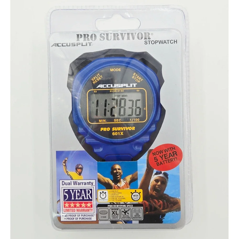 Accusplit Pro Survivor 601X Stopwatch Blue Digital XL Display Water Resistant